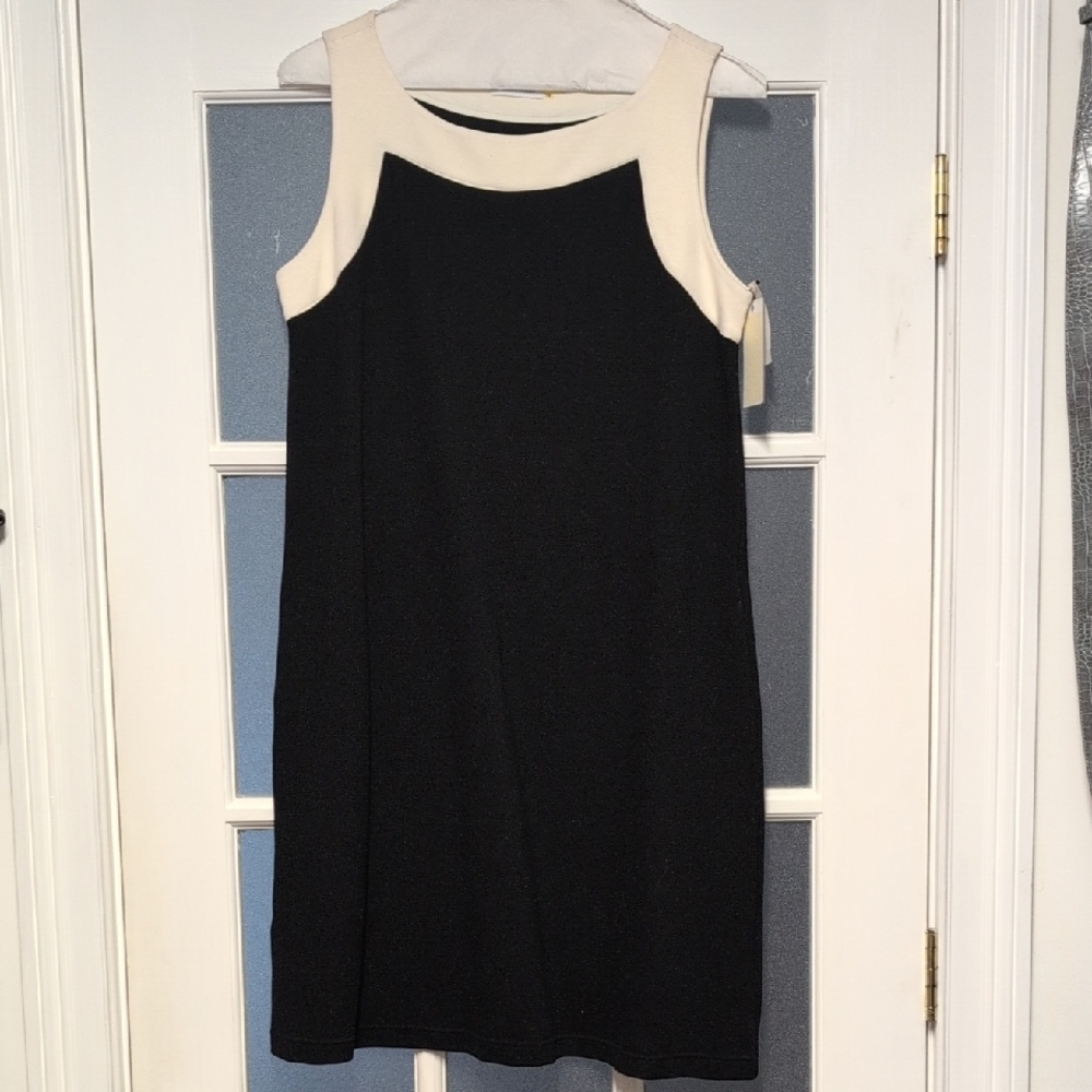 Calvin Klein Black and Cream Mini Dress